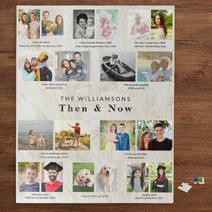 Family Then and Now 20 Photo Custom Keepsake Jigsaw Puzzle