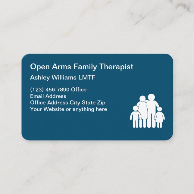Family Therapist Modern Editable Business Cards (Front)