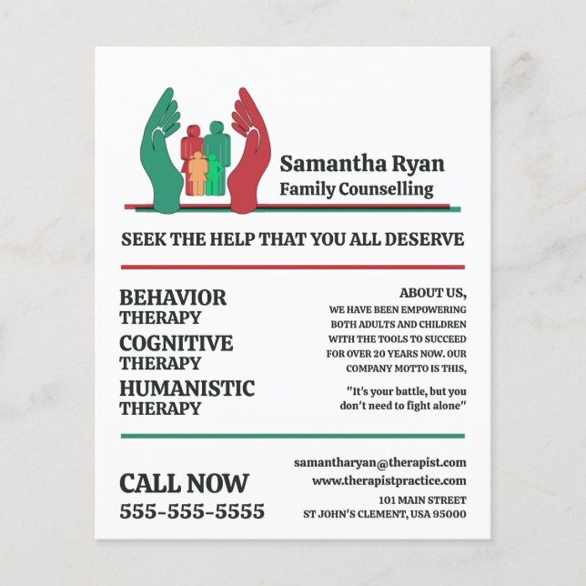 Family Therapy Care Design Psychotherapist Therapy Flyer (Front)