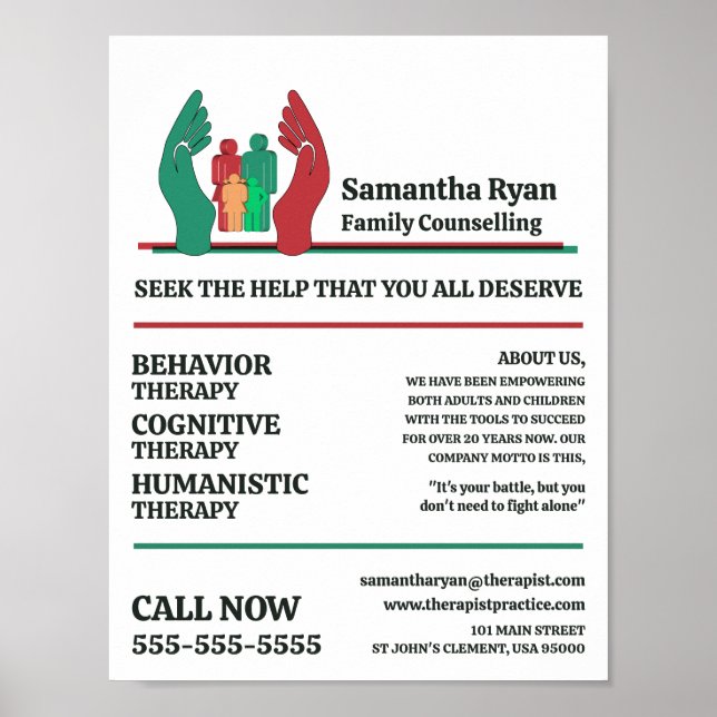 Family Therapy Care Design Psychotherapist Therapy Poster (Front)