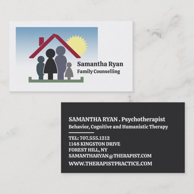 Family Therapy Design, Psychotherapist Business Card (Front/Back)
