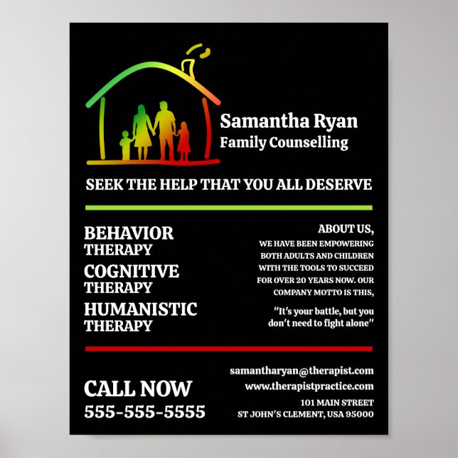 Family Therapy Logo, Psychotherapist, Therapy Poster (Front)