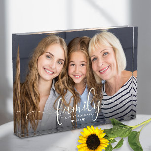 Family Three Generation Photo Script Hearts Custom Block