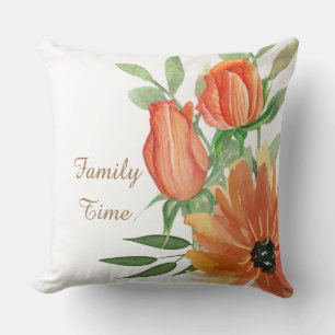 Family time decorative floral white green roses cushion