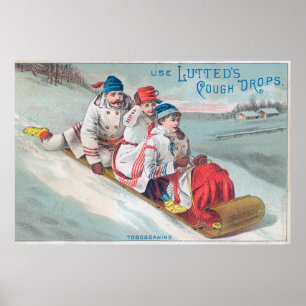 Family Tobogganing and Using Lutted Cough Poster