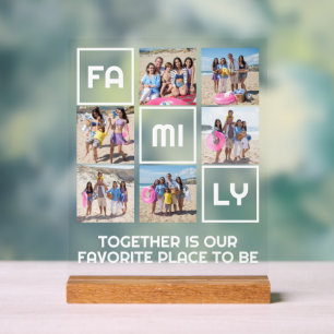 Family Together 6 Photos and Personalised Text Acrylic Sign