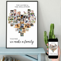 Family Together Love Heart Shape 36 Photo Collage