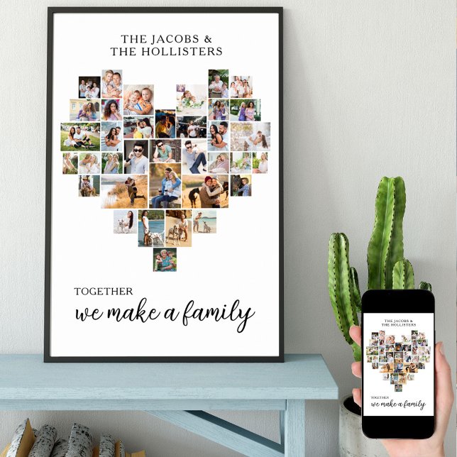 Family Together Love Heart Shape 36 Photo Collage Poster (Creator Uploaded)
