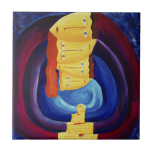 Family Together Modern Portrait Painting Art Tile