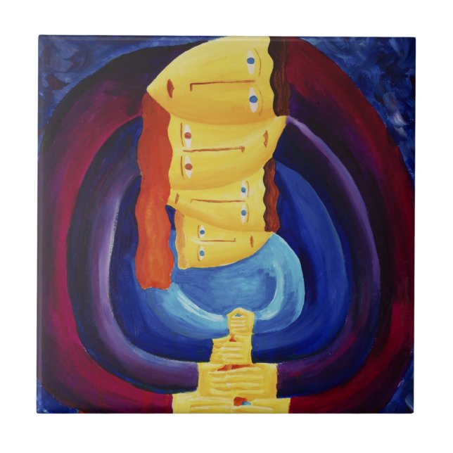 Family Together Modern Portrait Painting Art Tile (Front)