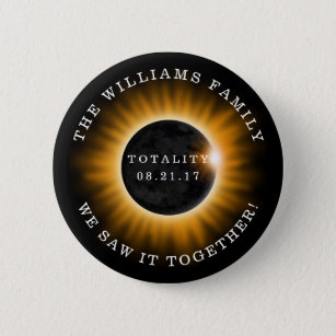 Family Totality Solar Eclipse Personalised 6 Cm Round Badge