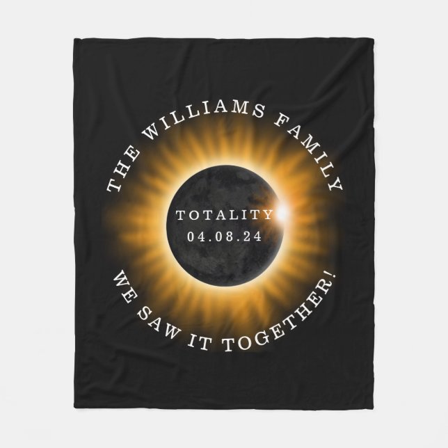 Family Totality Solar Eclipse Personalised Fleece Blanket (Front)
