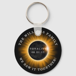 Family Totality Solar Eclipse Personalised Key Ring