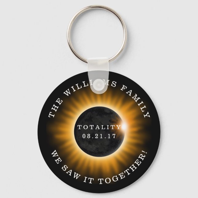 Family Totality Solar Eclipse Personalised Key Ring (Front)