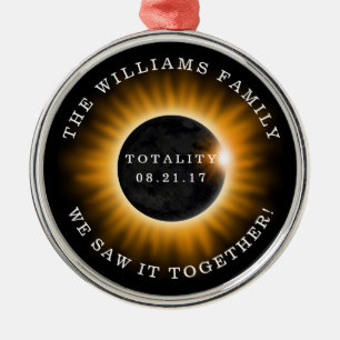Family Totality Solar Eclipse Personalised Metal Tree Decoration