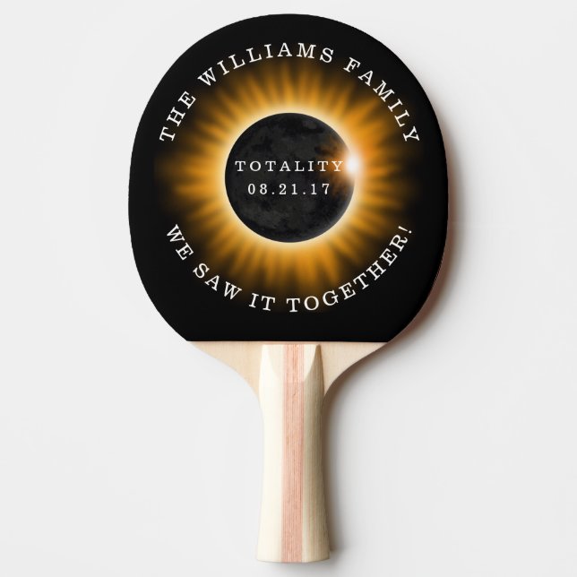 Family Totality Solar Eclipse Personalised Ping Pong Paddle (Front)