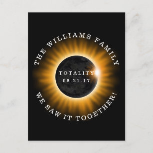 Family Totality Solar Eclipse Personalised Postcard