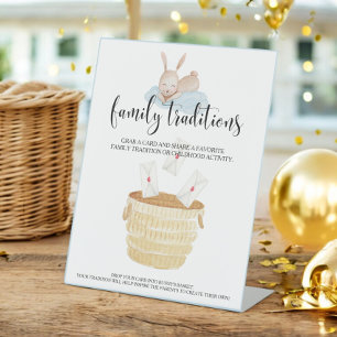 Family Traditions Some Bunny Blue Baby Shower Pedestal Sign