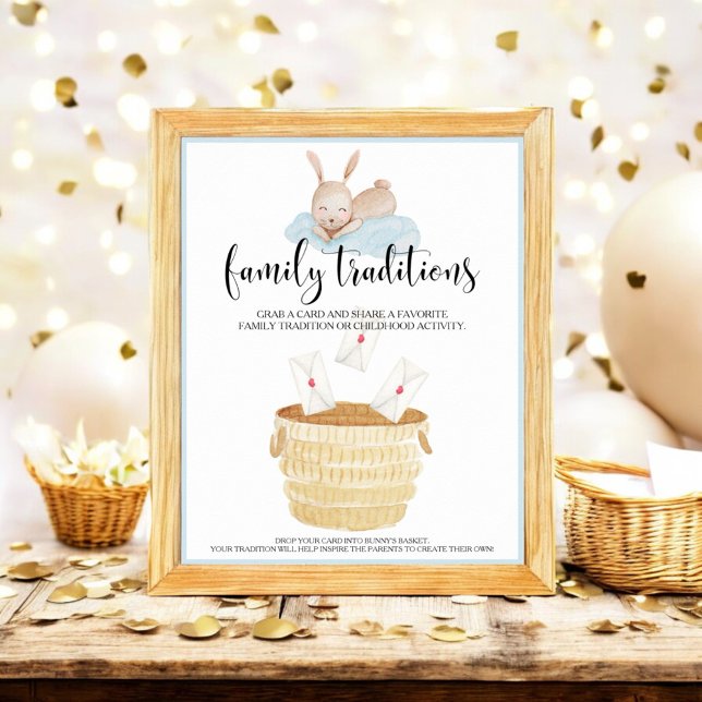 Family Traditions Some Bunny Blue Baby Shower Poster (Creator Uploaded)