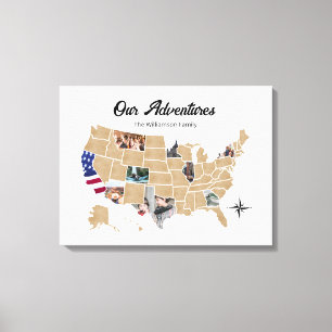 Family Travel Adventures Custom Photo Collage USA Canvas Print