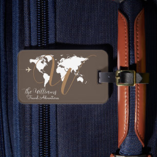 Family Travel Adventures World Map custom  Luggage Tag