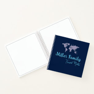 Family Travel Notes Blue World Map Notebook