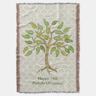 Family Tree 27 Leaf Throw Blanket