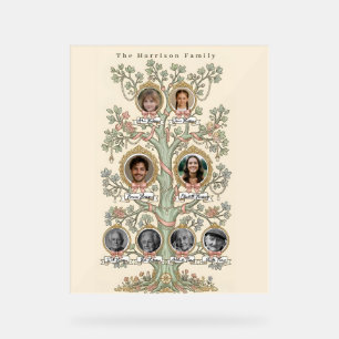 Family Tree 3-Generation Elegant Vintage Poster