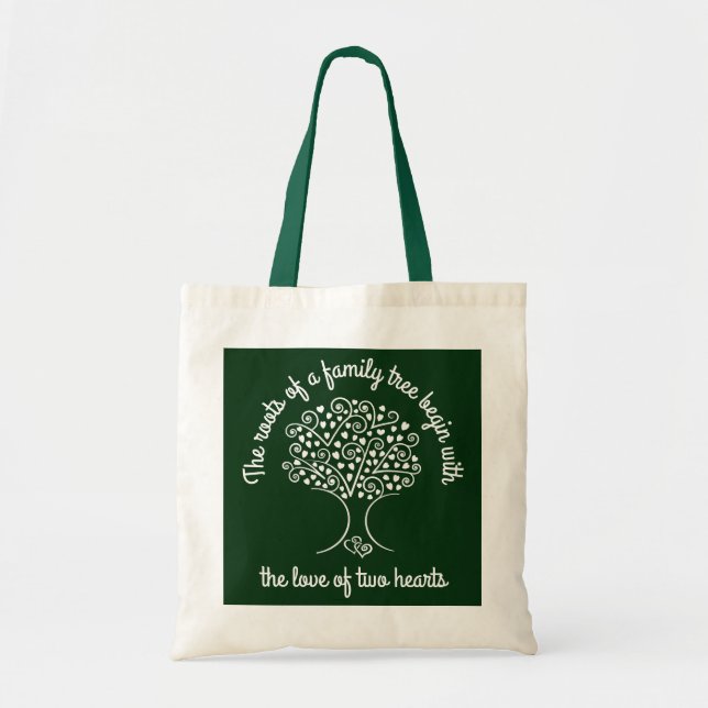 Family Tree Ancestry Hearts Genealogy White Gift Tote Bag (Front)