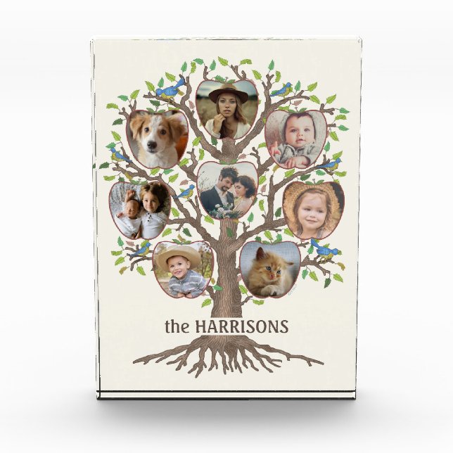 Family Tree Collage 8 Pictures Name Lt Beige Photo Block (Front)