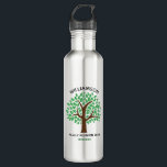 Family Tree Custom Reunion Keepsake Gift 710 Ml Water Bottle<br><div class="desc">Customise this cute custom water bottle in green for your next family reunion. Personalise with your family's last name above the green leaves with the event and year underneath the nature drawing. Family tree gifts.</div>