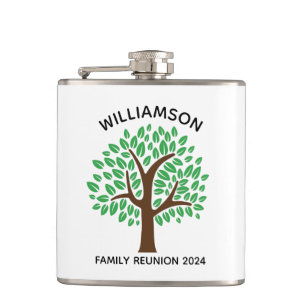 Family Tree Custom Reunion Keepsake Gift Hip Flask