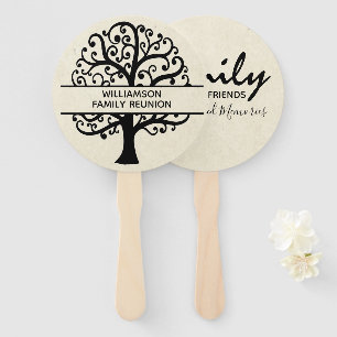 Family Tree Family Reunion Black  Modern Drawing Hand Fan
