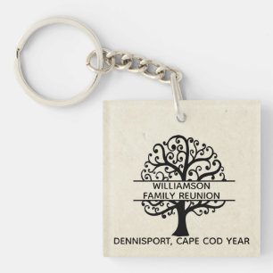 Family Tree Family Reunion Black  Modern Drawing Key Ring