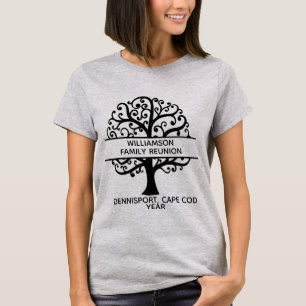 Family Tree Family Reunion Black Modern Drawing T-Shirt