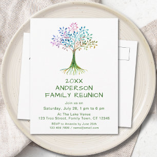 Family Tree Family Reunion  Invitation Postcard