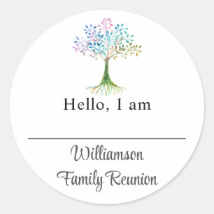 Family Tree Family Reunion Name  Classic Round Sticker