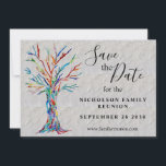 Family Tree Family Reunion Save The Date<br><div class="desc">Invite your family to Save the Date for their Family Reunion with this unique invitation. It features a colourful mosaic family tree on a grey background. Easily customisable. Use the Design Tool to change the text size, style, or colour. Because we create our artwork you won't find this exact image...</div>