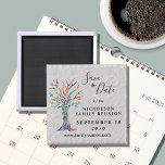 Family Tree Family Reunion Save The Date  Magnet<br><div class="desc">Invite your family to Save the Date for their Family Reunion with this magnet. It features a colourful mosaic family tree on a grey background. Easily customisable. Use the Design Tool to change the text size, style, or colour. Because we create our artwork you won't find this exact image from...</div>