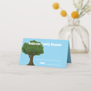 Family Tree Family Reunion White Text Name Place Card
