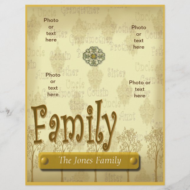 Family Tree Genealogy flyer or scrapbook template (Front)
