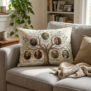 Family Tree Genealogy Heirloom Botanical Decorative Cushion
