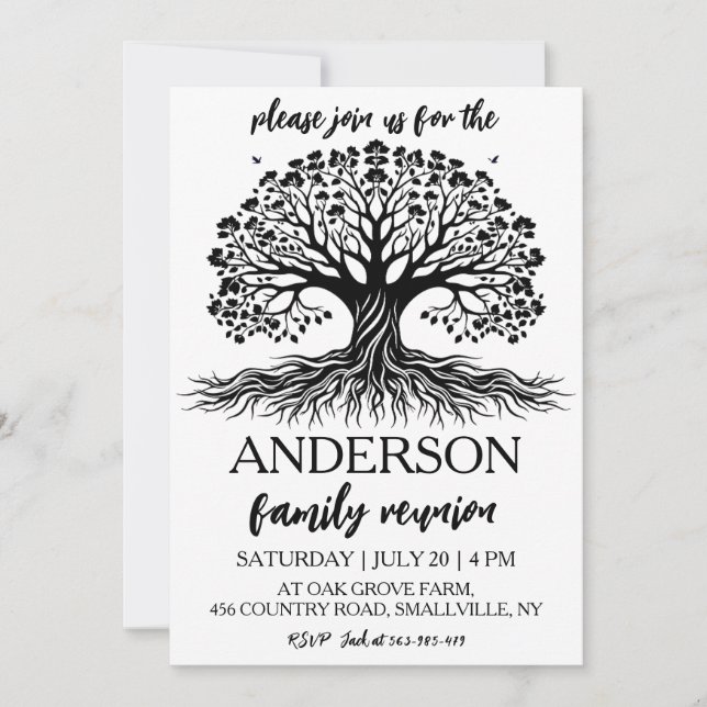 family tree get together family reunion invitation (Front)