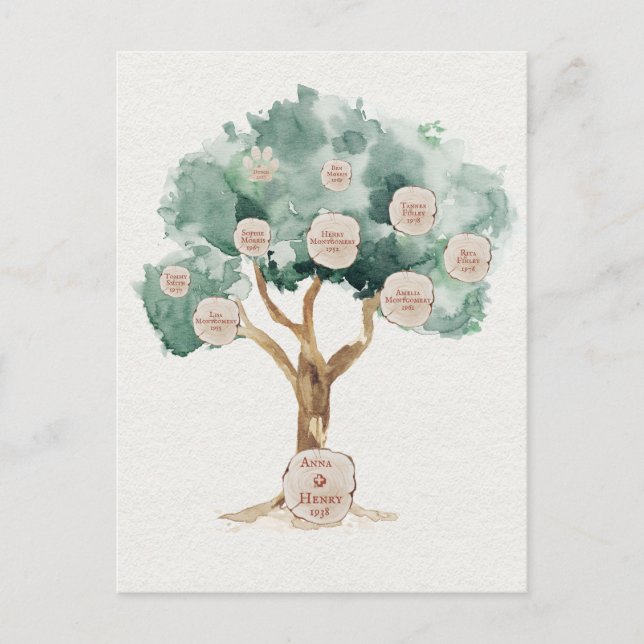 Family Tree Gift for Paents Geneology Poster Postcard (Front)