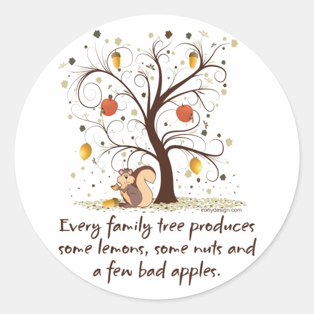 Family Tree Humour Classic Round Sticker (Front)