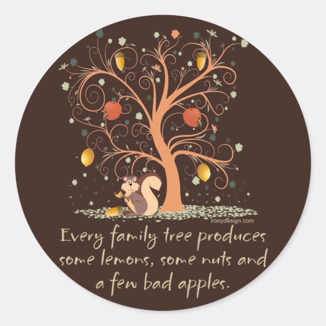 Family Tree Humour Classic Round Sticker (Front)