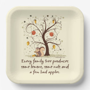 Family Tree Humour Square Paper Plates
