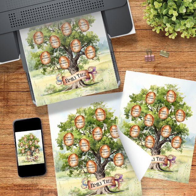 Family Tree Memorial Custom Watercolor Poster (Creator Uploaded)