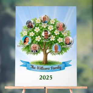 Family Tree Names Photo Reunion party Welcome  Acrylic Sign