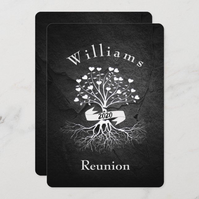 Family tree on rock reunion invitation (Front/Back)